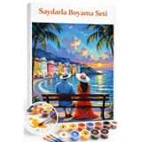 Aren Design Sayılarla Boyama Çerçeveli Hobi Seti Numaralı Tuval Fırça Boya Dahil Günbatımı 40X50CM