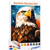 Aren Design Sayılarla Boyama Çerçeveli Hobi Seti Numaralı Tuval Fırça Boya Dahil KARTAL 40X50