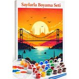 Aren Design Sayılarla Boyama Çerçeveli Hobi Seti Numaralı Tuval Fırça Boya Dahil Kasnak Köprü 40X50