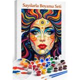 Aren Design Sayılarla Boyama Çerçeveli Hobi Seti Numaralı Tuval Fırça Boya Dahil Kasnak Portre 40X50