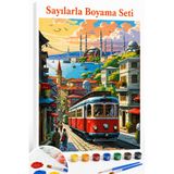 Aren Design Sayılarla Boyama Çerçeveli Hobi Seti Numaralı Tuval Fırça Boya Dahil TRAMVAY KIRMIZI 40X50