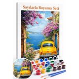 Aren Design Sayılarla Boyama Çerçeveli Hobi Seti Numaralı Tuval Fırça Boya Kasnak Sarı Vosvos 40X50
