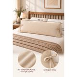 AREN HOME BABY Bağcıklı Uzun Yastık Kılıfı 50x150 cm. - %100 Pamuklu - Bej