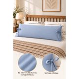 AREN HOME BABY Bağcıklı Uzun Yastık Kılıfı 50x150 cm. - %100 Pamuklu - Buz Mavisi