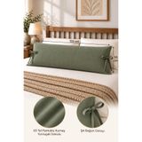 AREN HOME BABY Bağcıklı Uzun Yastık Kılıfı 50x150 cm. - %100 Pamuklu - Haki
