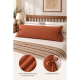 AREN HOME BABY Bağcıklı Uzun Yastık Kılıfı 50x150 cm. - %100 Pamuklu - Terra Kiremit