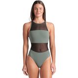 Arena 006658600 Mesh Panels Swimsuit Vent Back Gri Kadın Yüzücü Mayosu