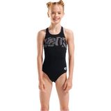 Arena 006680501 Graphic Swimsuit V Back Siyah Kız Çocuk Mayo