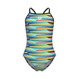 Arena 009006550 Çok Renkli Racing Stripe Swimsuit Lightdrop Back Çocuk Yüzücü Mayosu