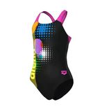 Arena Girls Swimsuit Dots Swim Pro Back Black Multicolor Shocking Pink Kız Çocuk Yüzücü Mayosu 010745559
