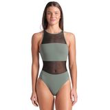 Arena Mesh Panels Swimsuit Vent Back Kadın Yeşil Yüzücü Mayosu 006658600