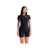 ARENA Woman Slimkini Güneş Koruma Mayosu Kısa Kollu, S, 011078590, Black Batık, Kadın