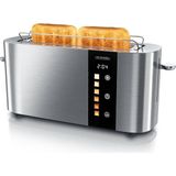 Arendo 2 Dilim Paslanmaz Çelik Toaster Dokunmatik Ekranlı Çift Duvarlı Lüks Tasarım - Gümüş