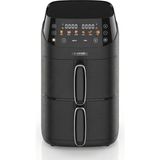 Arendo - Mini Sıcak Hava Fritözü 2 Odacıklı - 5 Litre Çift Katlı - 2000 Watt - Damlama Tepsisi Dahil 2 Kızartma Kabı - 6 Fonksiyonel Program - Senkronizasyon ve Eşleştirme Işlevi - Kompakt ve Yerden T