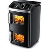 Arendo - Sıcak Hava Fritözü 2 Odacıklı - Xxl Çift Bölgeli - 17 Litre - 2800 W - 2 Bölgeli - Dokunmatik Kontrol Paneli - Görüntüleme Pencereli - Senkronizasyon ve Eşleştirme Işlevi - Çift Seviye - 3D D