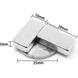 Arenes 2 Adet 20X10X5 mm Neodyum Magnet N35 Güçlü Mıknatıs Köşeli ve Dayanıklı Nikel Kaplama ( Lisinya )
