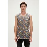 Areole Tank-Top Antrasit Tarçın Desenli Erkek Atlet