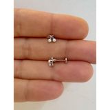 Ares Collection 1 Adet Arkası Düz Kirazlı Incilitragus Helix Lobe Conch Uyumlu Piercing - 6 mm - Silver