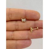 Ares Collection 1 Adet Arkası Düz Önden Takmalı Tragus Helix Lobe Cocnh Uyumlu Piercing Küpe - 8 mm - Gold
