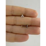 Ares Collection 1 Adet G23 Titanium ( Titanyum ) Zirkon Taşlı Tragus Helix Conch Lobe Uyumlu Piercing - 8mm - Gümüş