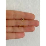 Ares Collection 1 Adet Zirkon Taşlı Arkası Düz Tragus Helix Lobe Conch Uyumlu Piercing Küpe - 8 mm - Gold