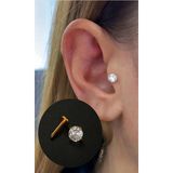 Ares Collection 316L Cerrahi Çelik Büyük Boy Zirkon Tek Taş Tragus Helix Conch Kıkırdak Lobe Uyumlu Labret Piercing - 10mm - Gold