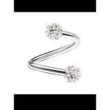Ares Collection Cerrahi Çelik Iki Ucu Zirkon Taşlı Kıvrımlı Spiral Gümüş Piercing