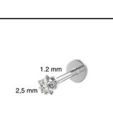 Ares Collection Cerrahi Çelik Minimal Zirkon Taşlı Yıldız Labret Piercing( Medusa,tragus,forwardhelix,monroe Uyumlu - 8 mm - Gümüş