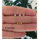 Ares Collection Cerrahi Çelik Paslanmaz Zirkon Taşlı Gold 3'lü Piercing