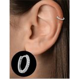 Ares Collection Cerrahi Çelik Tam Tur Taşlı Tragus Helix Rook Conch Uyumlu Piercing - 8 mm - Gümüş