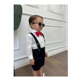 Ares Kids Fashion Beyaz Gömlek ve Siyah Salopet (Kırmızı Papyon Dahildir) Çocuk ve Bebek Giyim Hediyelik