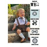 Ares Kids Fashion Kahverengi Salopet Kısa Gömlek Ve Papyon Çizgili Erkek Ve Kız Bayramlık Hediye Bebek Ve Çocuk Giyim