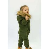 Ares Kids Fashion Kürk Yaka Tulum - Haki Yeşil - 2 Yaş