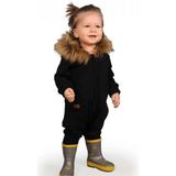 Ares Kids Fashion Kürk Yaka Tulum - Koyu Siyah - 2 Yaş
