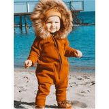 Ares Kids Fashion Kürk Yaka Tulum - Taba - Kahverengi - 5 Yaş
