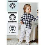 Ares Kids Fashion Mavi Çizgili Erkek Çocuk Gömlek Uzun Kol Günlük Stil Regular Kesim - 5 Yaş