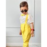 Ares Kids Fashion Salopet Takım Gömlek Papyon ve Salopet - 1 Yaş - Sarı - Beyaz
