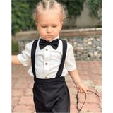 Ares Kids Fashion Salopet Takım Gömlek Papyon ve Salopet - 2 Yaş - Siyah - Beyaz