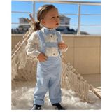 Ares Kids Fashion Salopet Takım Papyon Gömlek ve Salopet - 1 Yaş - Beyaz - Mavi