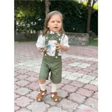 Ares Kids Fashion Salopet Takım Papyon Gömlek ve Salopet - 4 Yaş - Beyaz - Açık Yeşil