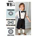 Ares Kids Fashion Siyah Salopet Beyaz Gömlek Ve Papyon Bayramlık Özel Günlük Çocuk Ve Bebek Giyim Erkek Kız