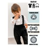 Ares Kids Fashion Siyah Uzun Salopet Uzun Kollu Gömlek Ve Papyon Takım Çocuk Ve Bebek Giyim Erkek Kız Bayramlık