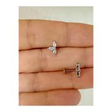 Arescollection 1 adet çelik zirkon taşlı arkası düz önden takmalı tragus helix kıkırdak conch lobe uyumlu piercing