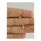 Arescollection 1 ADET G23 TİTANİUM ( TİTANYUM )MAVİ ZİRKON TAŞLI TRAGUS HELİX CONCH LOBE UYUMLU PİERCİNG