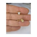 Arescollection 1 ADET ZİRKON TAŞLI YILDIZ ŞEKLİNDE TRAGUS HELİX LOBE FLAT CONCH UYUMLU PİERCİNG