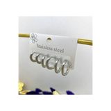 Arescollection 316L CERRAHİ ÇELİK KALIN 6 LI 3 ÇİFT 3 BOY HALKA KÜPE SETİ