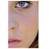 Arescollection 925 Ayar Gümüş Delik Gerektirmeyen Sıkıştırmalı Halka Burun Piercingi