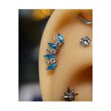 Arescollection ÇELİK BARLI MAVİ ZİRKON TAŞLI ARKASI DÜZ HELİX CONCH UYUMLU 1 ADET PİERCİNG