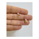Arescollection Çelik pembe kalpli tek taş sallantılı tragus helix conch lobe flat uyumlu 1 adet piercing küpe