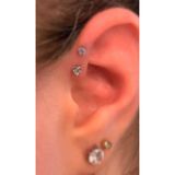 Arescollection Cerrahi Çelik Gümüş Renk Tek Taş Kalp Tragus Helix Conch Lobe Piercing